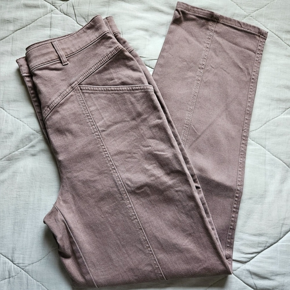 WILFRED FREE Archer Pant Brown High Waist Straight Leg Cotton Twill 6 Aritzia